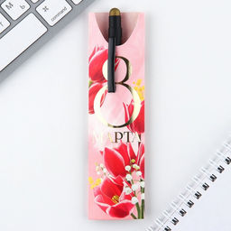 Ручка шариковая, синяя паста, 1.0 мм, металлическая с УВ-печатью в конверте 8 марта