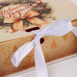 Цена за 3 шт. Коробка подарочная новогодняя складная, упаковка, «Олени и снежинки», 16×12×5 см