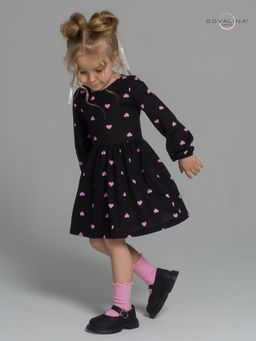 Платье Моана розовые сердечки на черном - Sovalina фото 12