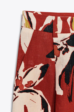 FLORAL PRINT LINEN BLEND TROUSERS - Zara фото 8