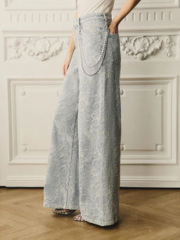 Джинсы WIDE LEG с высокой посадкой с жемчужной цепью / Zarina