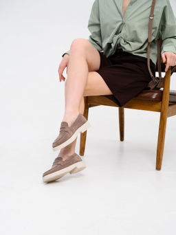 Лоферы туфли 176.1593be.Капучино замша