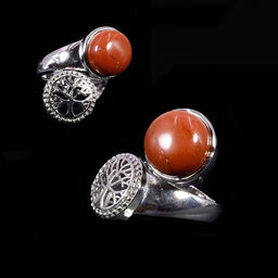 Кольцо из камня Красная Яшма с Деревом Жизни привлекает энергию изобилия