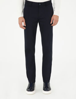 Lacivert Slim Fit Kanvas Pantolon