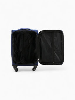 Чемодан на колёсах маленький 45 л (S), на молнии, кодовый замок, 4 колеса, синий