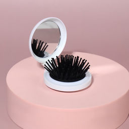 Расчёска массажная «Котики», складная, с зеркалом, d=6.5 см, МИКС