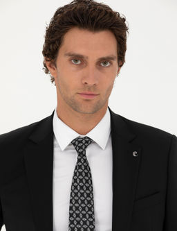 Черная классическая куртка из смесовой шерсти приталенного кроя - Cacharel фото 2