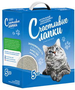 Комкующийся наполнитель "Счастливые лапки" 10л