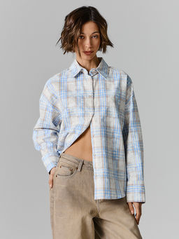 Рубашка женская бежевая в клетку - Mark formelle фото 4