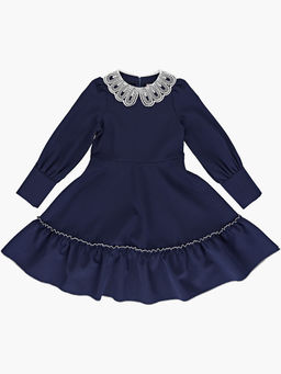 Платье для девочки в школу нарядные вещи UD 7483 т.синий - Mini maxi фото 4