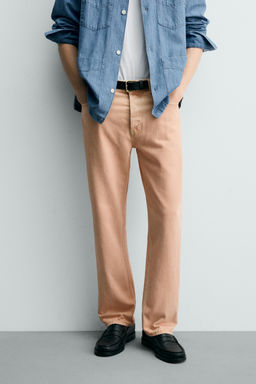 JEANS STRAIGHT FIT COLOR LAVADO / Naranja - Zara фото 2