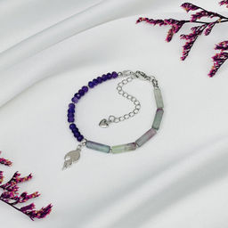 Браслет из Флюорита и Аметиста с подвеской 16,5 см +