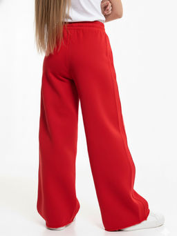 Брюки из футера для девочки с лампасом 22-5698 красный - Mini maxi фото 2