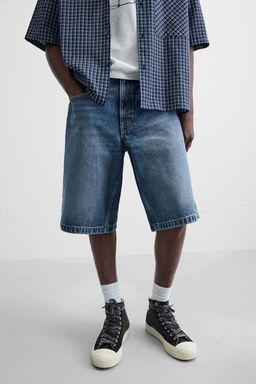 BASIC BAGGY FIT DENIM BERMUDA - Zara фото 25