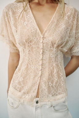 TOP ENCAJE BOTONES / Rosa pastel - Zara фото 2