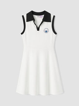 Polo Yaka Stitch Nak??l? K?z ?ocuk Elbise