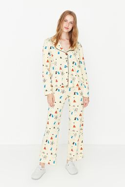 Trendyolmilla Cok Renkli %100 Pamuklu Desenli Orme Pijama Tak?m? THMAW21PT0084