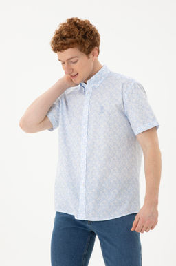 Мужская голубая рубашка с коротким рукавом - U.s. polo assn фото 8