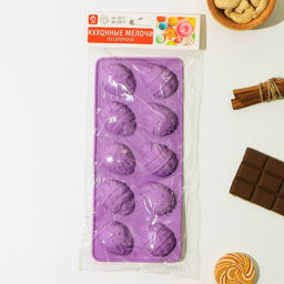 Форма для шоколада Доляна Пасха, силикон, 23?10?1.5 см, 10 ячеек (4.2?3 см), коричневая  фото 5