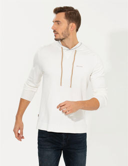 Ekru Slim Fit Kapi_onlu Triko Kazak - Pierre cardin фото 3