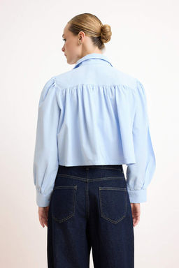 Kahverengi Buzgulu K?sa/Crop Kesim Gomlek TWOSS26GO00137 - Trendyolmilla фото 8