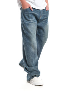 Джинсы свободного кроя на резинке 33-6900 синий - Mini maxi фото 3