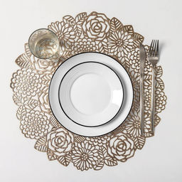 Набор салфеток сервировочных на стол Доляна Розы, 4 шт, d=38 см, цвет золотой  фото 3