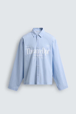 CAMISA RELAXED FIT CUADROS TEXTO / Azul claro - Zara фото 7