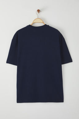 TRENDYOL MAN Lacivert Oversize/Genis Kesim %100 Pamuklu Etiketli T-Shirt TMNSS25TS00115 - Trendyolmilla фото 9