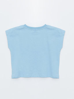 Bisiklet Yaka Bask?l? K?sa Kollu K?z ?ocuk Ti??rt - Waikiki фото 2