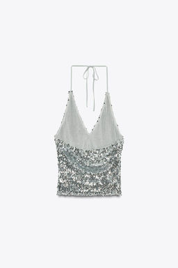 SEQUINNED HALTER TOP - Zara фото 8