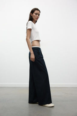 WIDE-LEG TROUSERS WITH DOUBLE WAISTBAND - Zara фото 26
