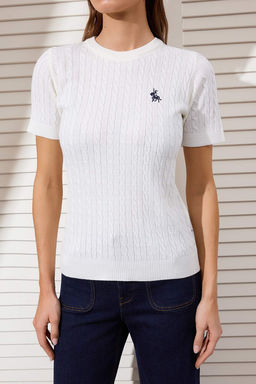 Ekru At Nak?sl? Sac Orgu Triko Bluz TWOSS26BZ00137 - Trendyolmilla фото 11