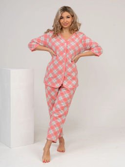 Костюм женский, цвет розовый бежевый