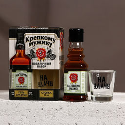 Подарочный набор На удачу, гель для душа виски 100 мл и стопка, HARD LINE