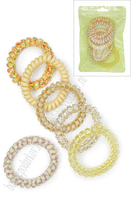 Резинки-пружинки для волос 5 см (6 шт) SF-7815, ассорти №1