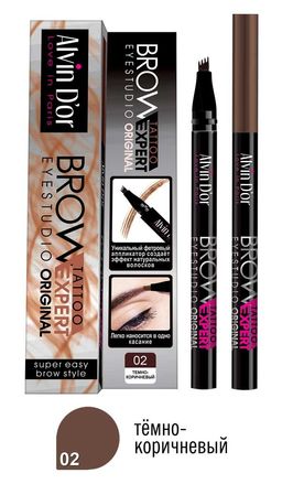 Alvin Dor P-10 Лайнер для бровей Brow Tattoo тон 02 Dark brown 7мл в коробке