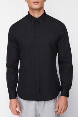 Siyah Slim Fit Kolay Utulenebilir Smart Gomlek TMNSS24GO00074