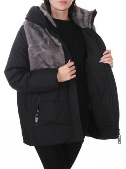 M-8869 BLACK Куртка зимняя женская (150 гр. холлофайбер)