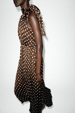 VESTIDO MIDI LUNARES LAZO / Marr?n / Crudo - Zara фото 3