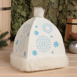 Шапка для бани и сауны Снегурочка, фетр, белая, Добропаровъ