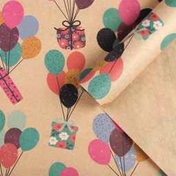Цена за 10 шт. Бумага упаковочная крафтовая «Подарки», 70 х 100 см
