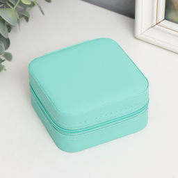 Шкатулка для украшений «Элегия. Квадратная», кожзам, бирюза, 5×10×10 см