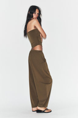 TOP BANDEAU DRAPEADO TEXTURA / Khaki - Zara фото 13