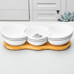 Набор 3 блюд д/сервировки 200 мл 30*10*7,6 см "Bon Appetit" + бамбуковая подст.
