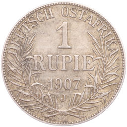 Монета 1 рупия 1907 года J Германская Восточная Африка