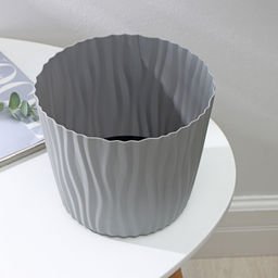 Кашпо для цветов со вставкой «Волна», 4 л, d=20 см, h=17 см, цвет серый
