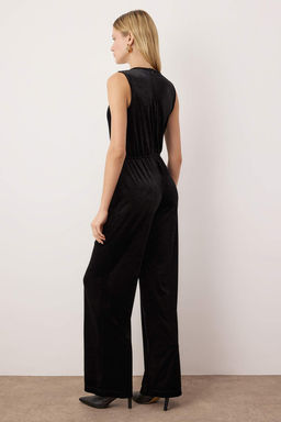 Siyah V Yaka Kadife Regular Orme Tulum TWOAW26TU00004 - Trendyolmilla фото 4