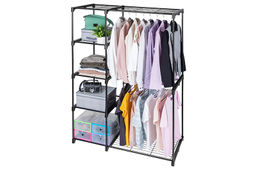 Стеллаж с вешалкой универсальный 115*50*170 см Черный с 4 полками - Elan gallery фото 4