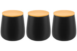 Набор 3 банок д/хранения 850 мл 12*12*13 см Tea, Coffe, Sugar с бамбук. крышк.черный матовый - Elan gallery фото 8